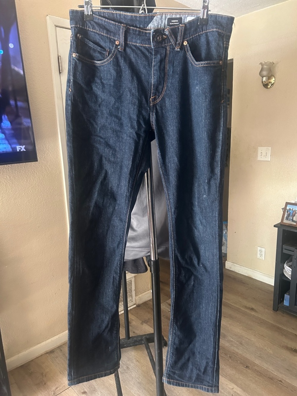 Volcom Men's Dark Blue Straight Jeans